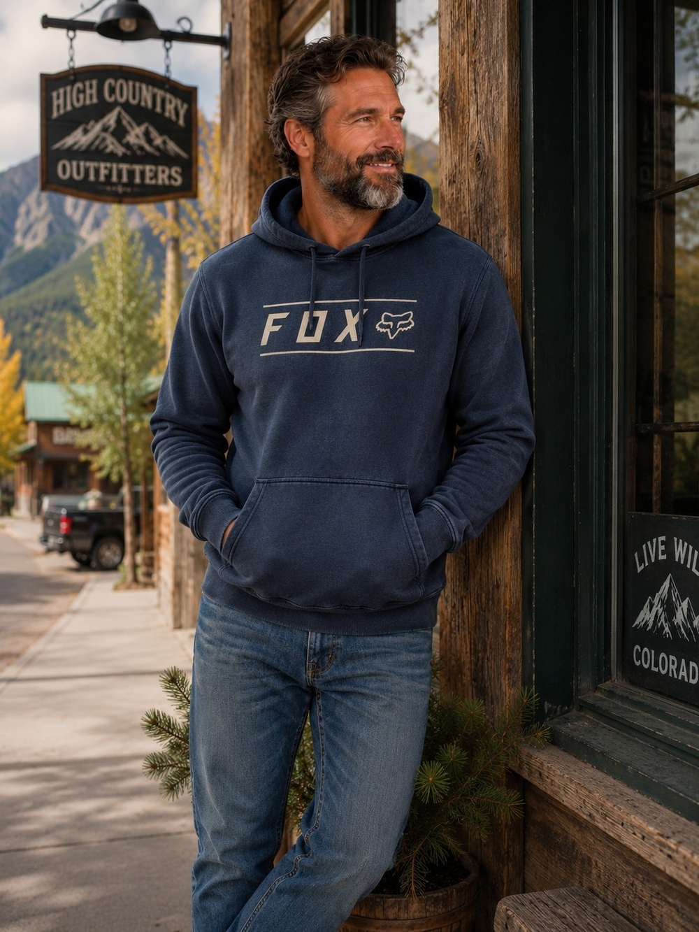 Fox Racing Pinnacle Hoodie Men's XXL Navy Blue Logo Heavyweight Fleece Moto
